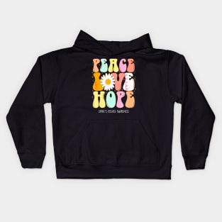 Graves Disease Awareness Peace Love Hope Groovy Kids Hoodie